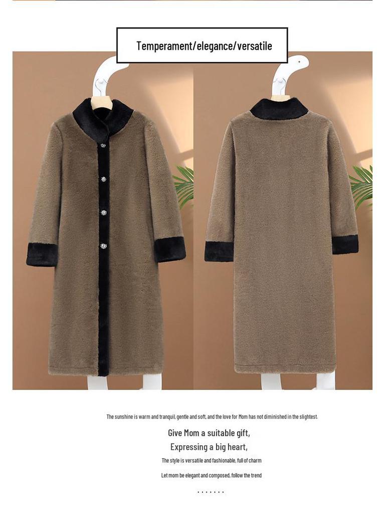 Мамино зимнее пальто из искусственного норкового бархата для женщин среднего и пожилого возраста - Элегантное меховое пальто "все в одном"
