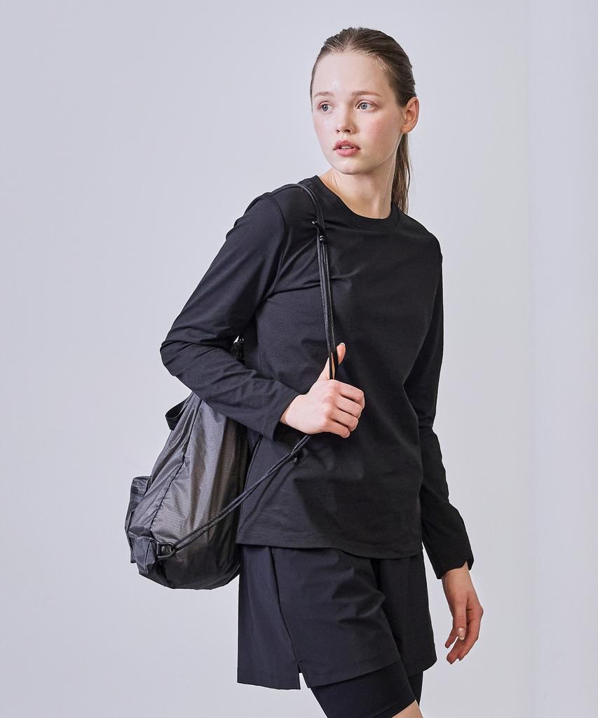 BASIC HOUSE Women'S Breathable Sorona Regular Fit Round Neck Plain Long Sleeve T-Shirt Black