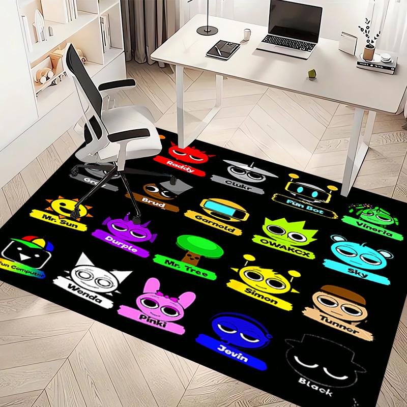1pc Sprunki Game2 Print Area Rug - Soft, Washable Non-Slip Indoor Mat, Living Room, Home Office Decorative Rug,Office Decorative