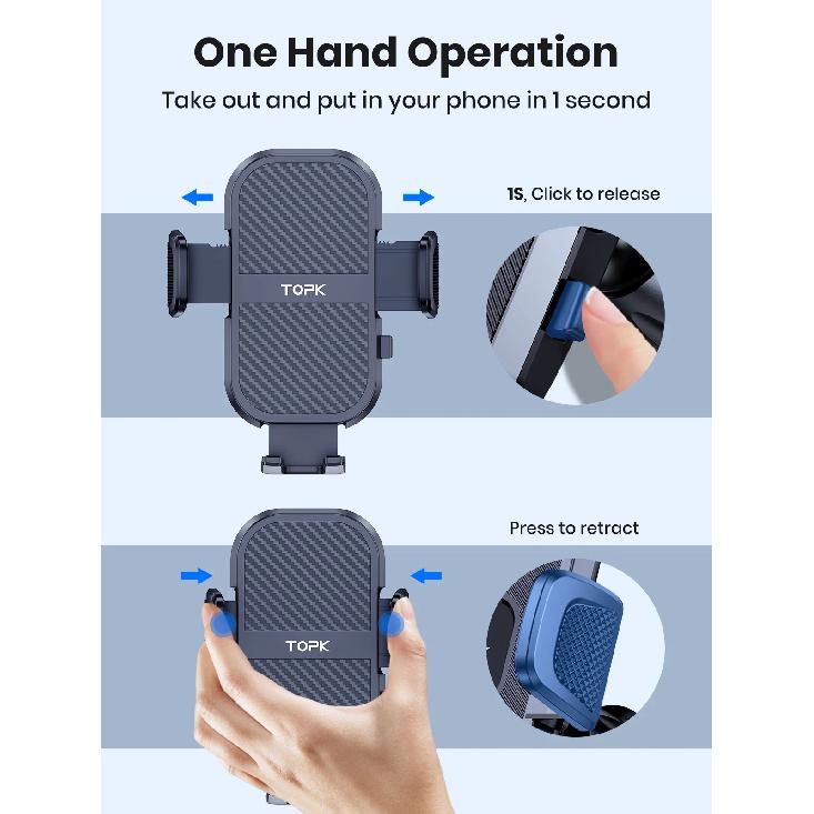 TOPK Air Vent Car Mount,[Big Phones&Thick Case Friendly]Cell Phone Holder for Car Hands Free Clamp Cradle Vehicle for All Phones