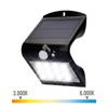 Solar Wall Light 1.5w 220lm Rechargeable. Presence Sensor (2-6m) Black Color 9.6x7.3x14cm Edm