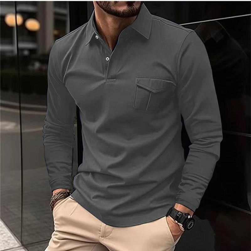 Spring and Autumn New Men's Long-sleeved Polo Shirt Casual Lapel Sports Polo Shirt
