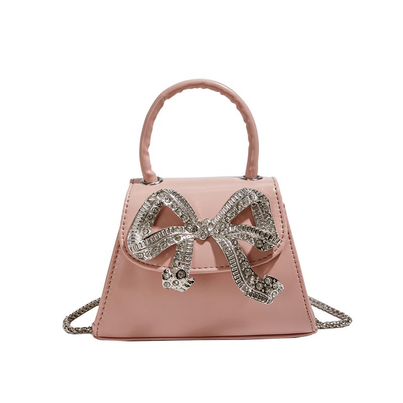 Новая милая мини-сумка через плечо с бриллиантовым бантом для женщин, модная универсальная сумка на одно плечо, повседневный трендовый кошелек для монет