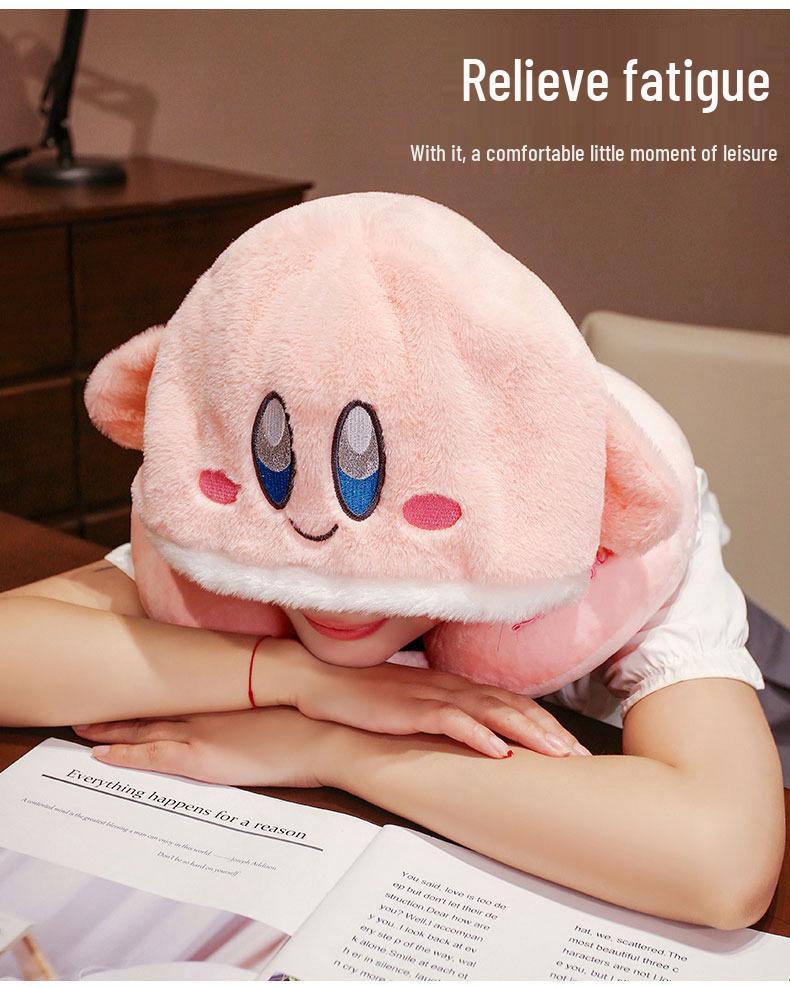 Мультяшная U-образная дорожная подушка для шеи с капюшоном - Подарок для девочек