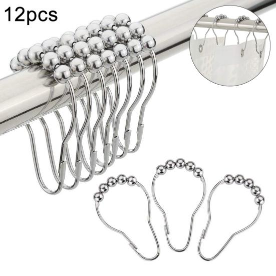 12 шт., устойчивые к ржавчине бусины, крючки для занавесок для душа, кольцо, аксессуары для домашней ванной комнаты