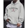 London Fashion Print Hoodies For Men Casual Autumn Winter Casual Sweatshirt Kangaroo Pocket Long Sleeve Autumn/Winter Simple