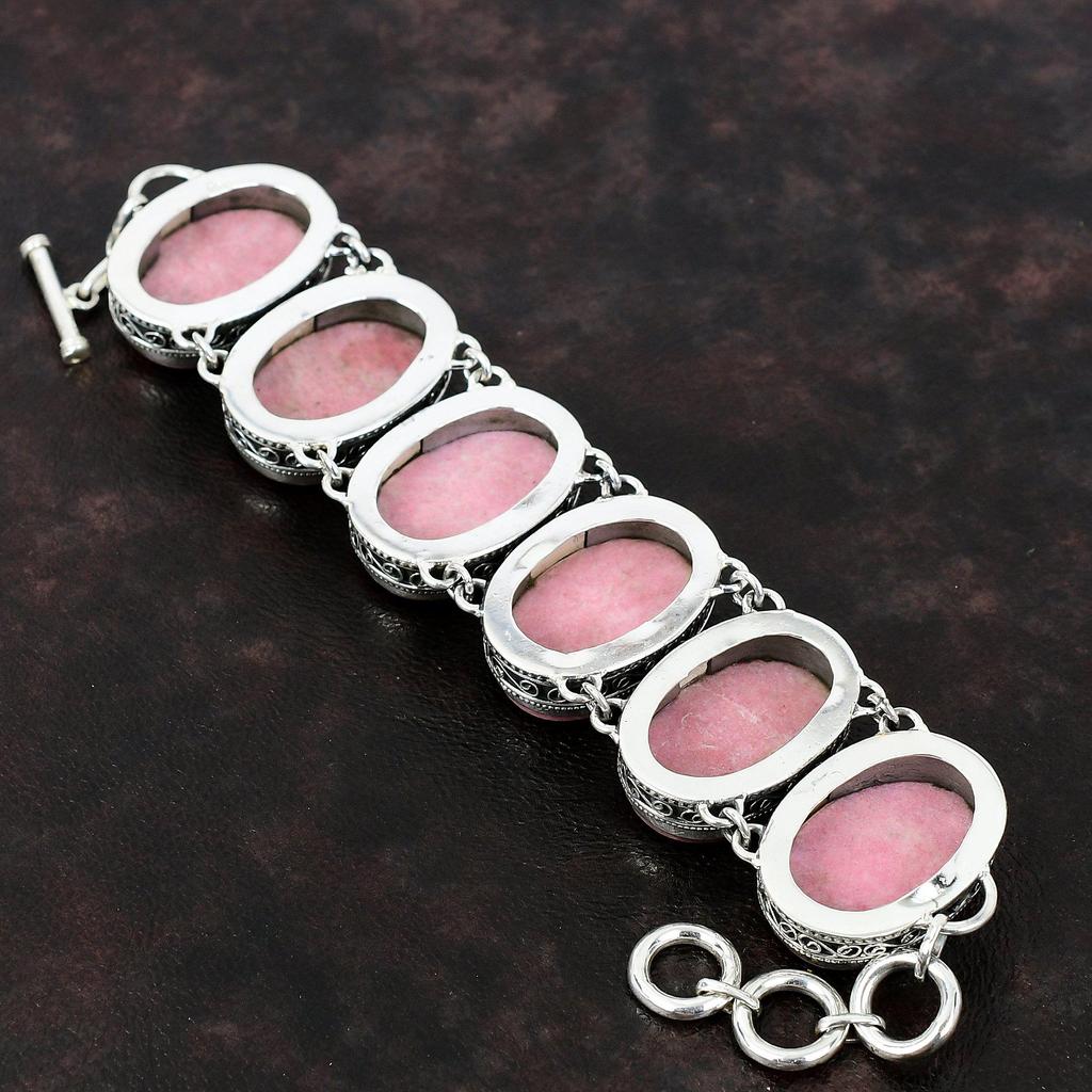 Браслет Thulite Ювелирные изделия ручной работы Браслет из драгоценных камней Браслет из стерлингового серебра 925 пробы Регулируемый браслет-цепочка Винтажный браслет Подарок на годовщину