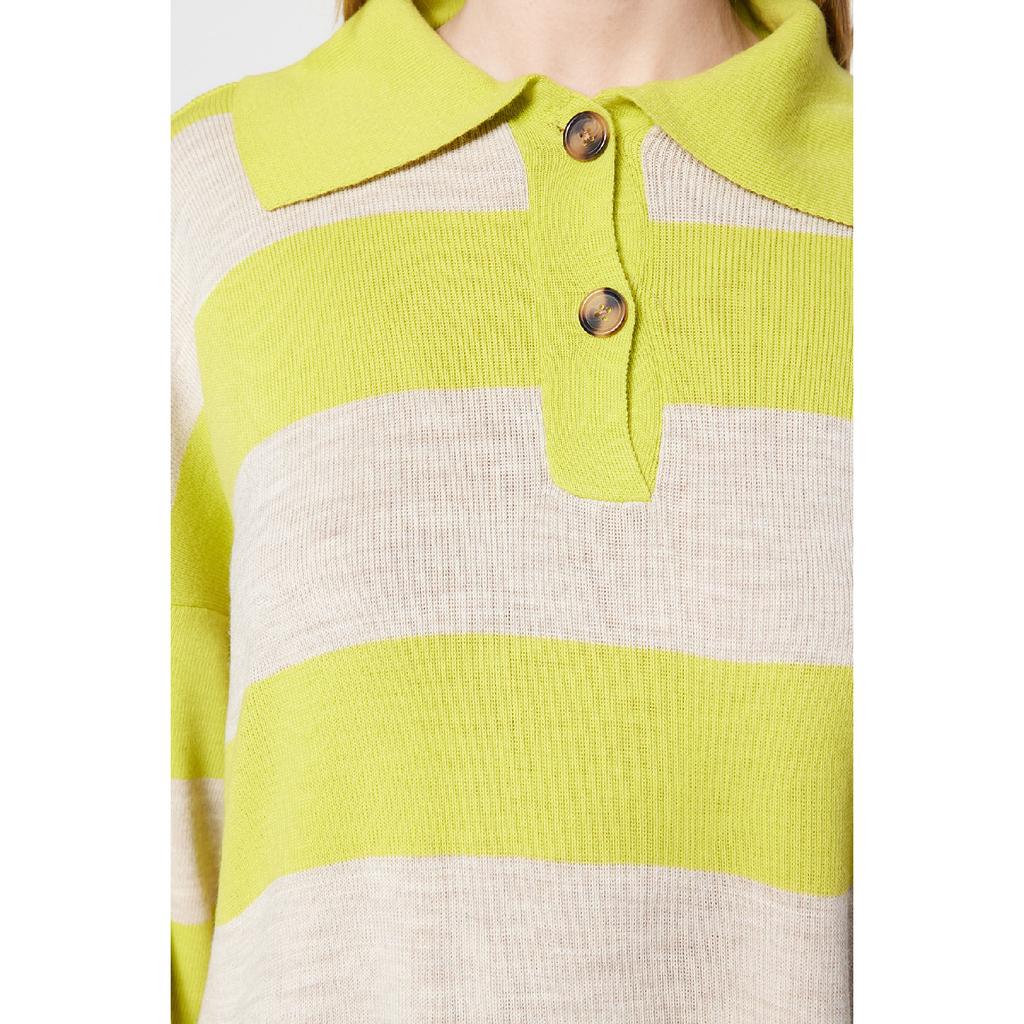 Черный полосатый трикотаж с воротником-поло Tctaw23kz00039