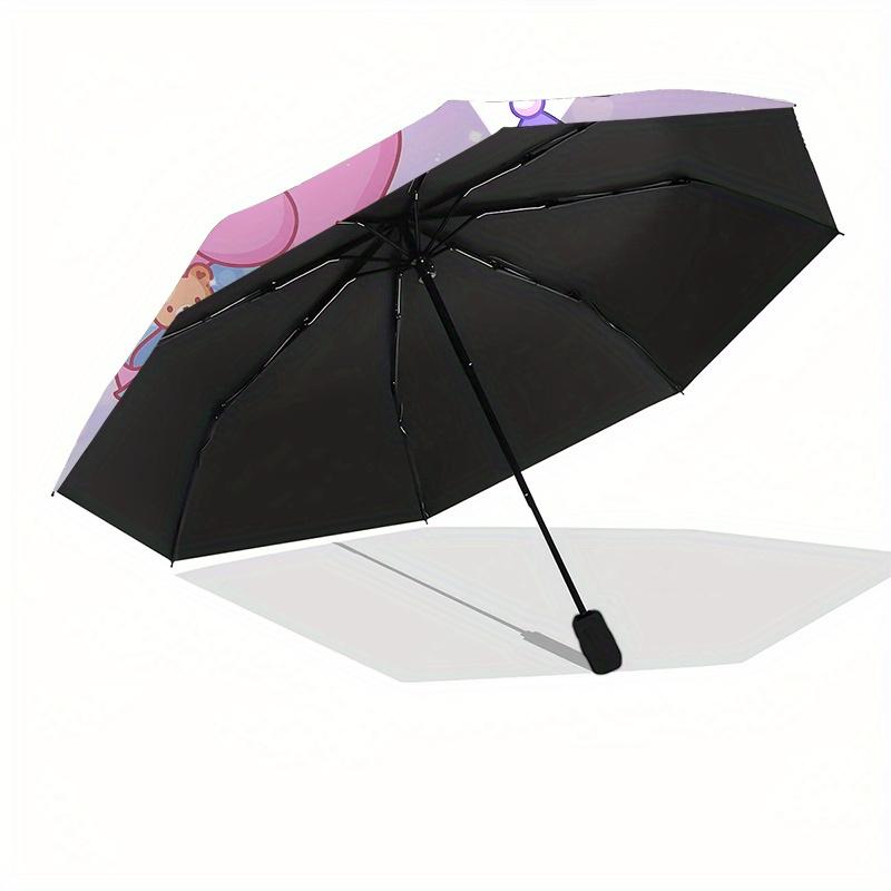 My Melody, Kuromi Automatic Open/Close Umbrella-Cute Umbrella with Cute Design, Portable 3-Fold Compact Umbrella for Men & Women, Halloween