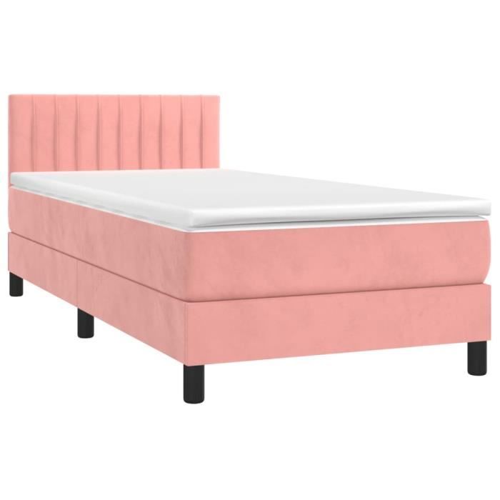 3141412 vidaXL Divan Bed with Mattress Pink 100x200 Cm Velvet