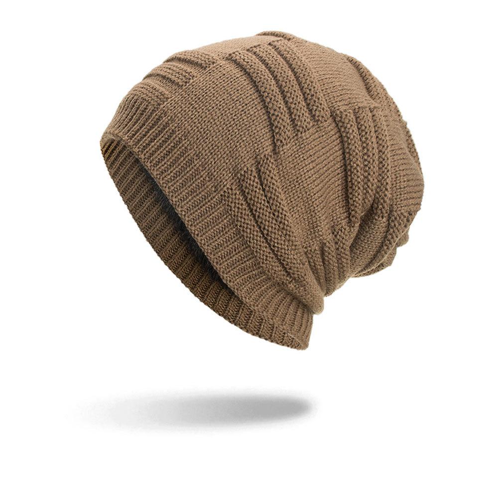 Autumn and Winter New Velvet Three-stripe Pullover Hat Knitted Wool Hat