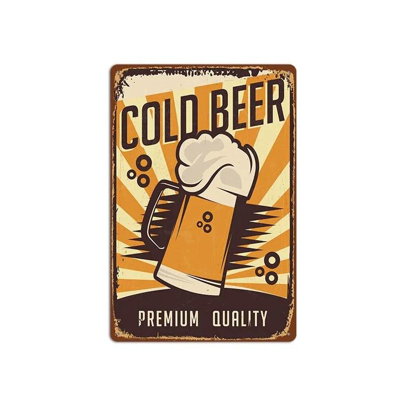 Vintage Cold Beer Metal Tin Sign 2023 New Iron Sheet Bar Background Wall Decoration Painting American Frameless Decorations