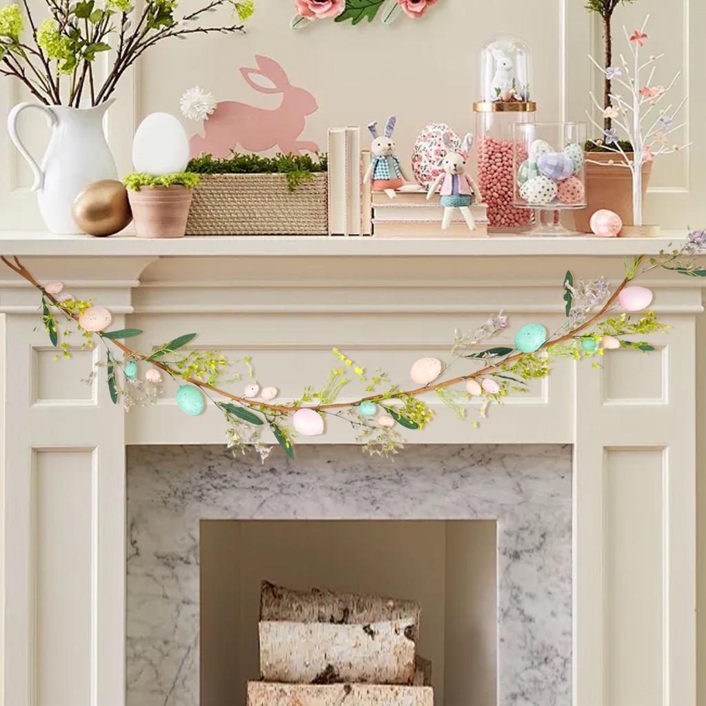 4-футовая пасхальная гирлянда - гирлянда для украшения камина, весенняя искусственная гирлянда с пасхальными яйцами для домашнего камина, центрального украшения стола, декора для вечеринки
