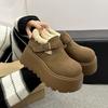 Popular Snow Boots Women's 2024 New Winter Thick-soled Velvet Thickened One-pedal Warm Bread Cotton Shoes