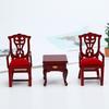 Dollhouse Miniature Chair Vintage Wear-resistant Wood 1:12 Red Miniature Chair for Home