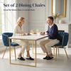 Velvet-Feel Dining Chairs Set of 2, Modern Upholstered Kitchen Chairs with Woven Backrest and Armrests, Metal Legs and Padded Seat for Dining Room