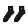 Women's Spring and Summer Thin Short Socks with Perforated Mesh, Breathable and Antibacterial, Ballet-style Embroidered Bow Cotton Socks