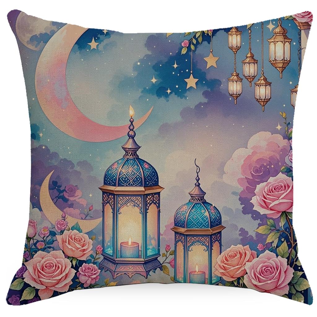 New Moon Chandelier Flowers Dreamy Folk Line Print Home Living Room Sofa Pillow Cover