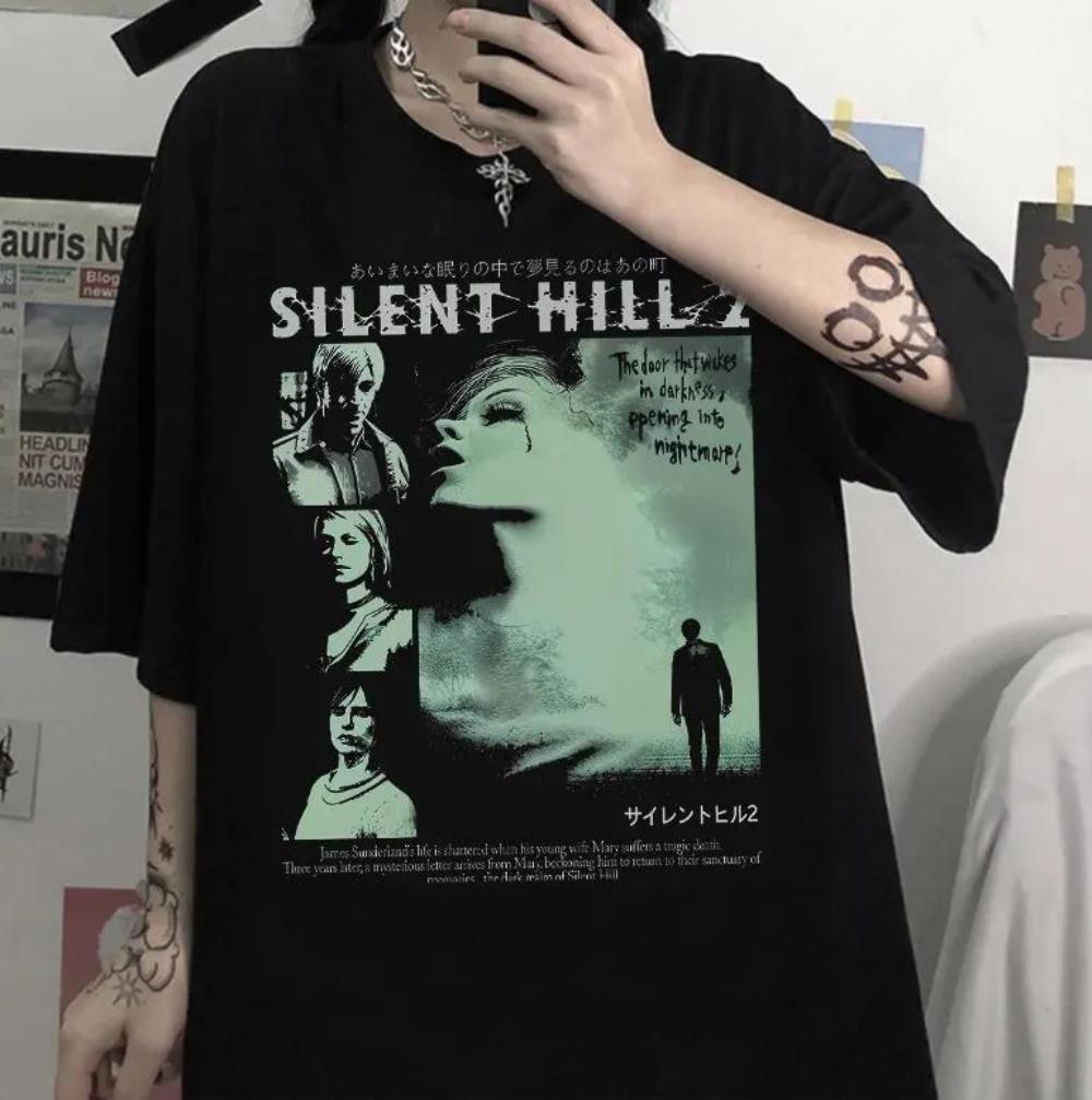 Футболка Silent Hill Винтажная s Стиль Бутлег Головка-Пирамида Футболка Ретро Хоррор Игровая Футболка Одежда Графическая Короткий Рукав Унисекс