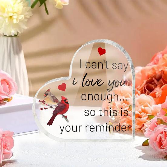 Прозрачный акриловый сердечный орнамент, настольный декор, напечатанный прозрачный акриловый блок, отдельно стоящее сердце