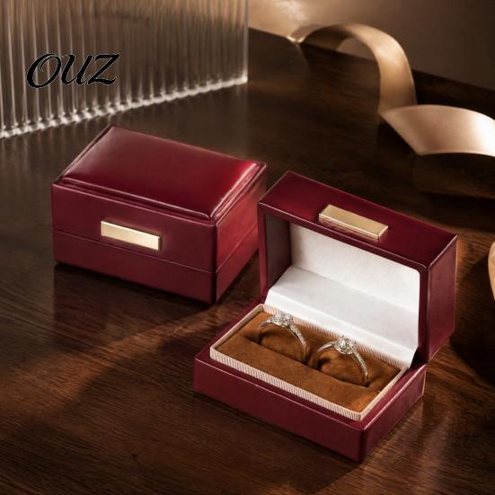 Jewelry Box for Engagement Faux Leather Ring Box, Soft Velvet Lining Flip Top Storage Lined Anniversary Case, Decorative Holder And Wedding
