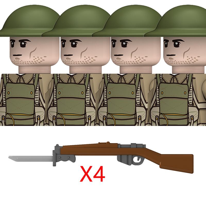 Нетоксичные Moc WW2 Британские Военные Солдаты Строительные Блоки Военно-Воздушные Силы Армия Пехота Шлемы Оружие Аксессуары для Оружия Кирпичи Игрушки Детский Подарок