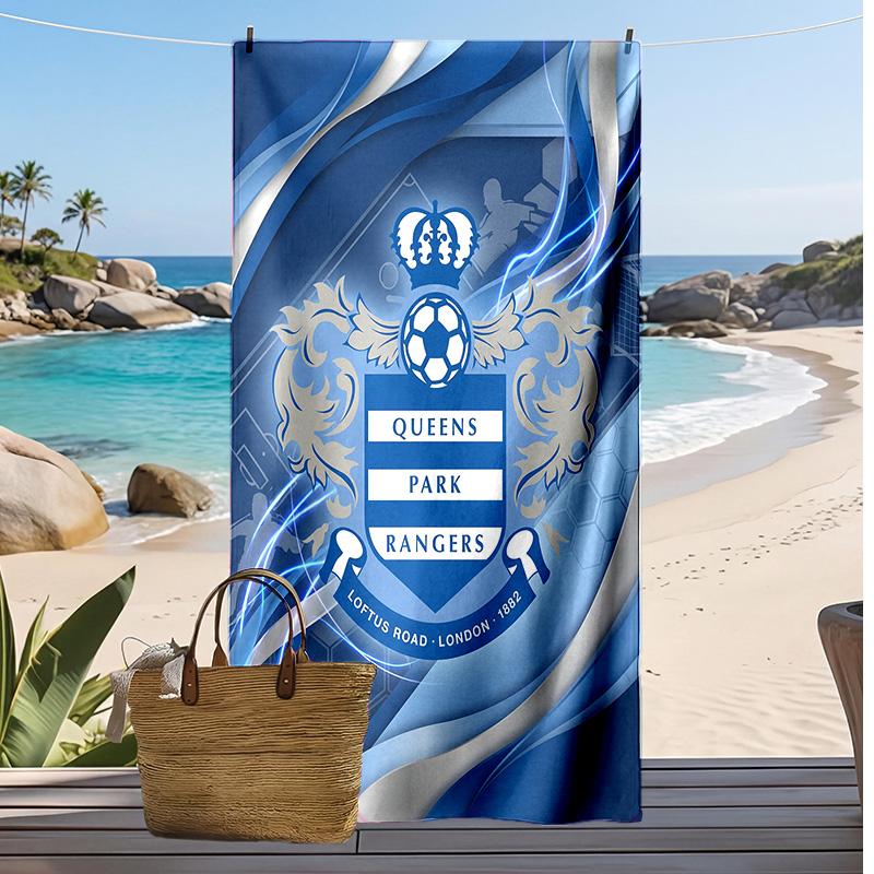 Queens Park Rangers Football Print Beach Towel, Large Soft Quick Dry Towel for Beach Camping Swimming
