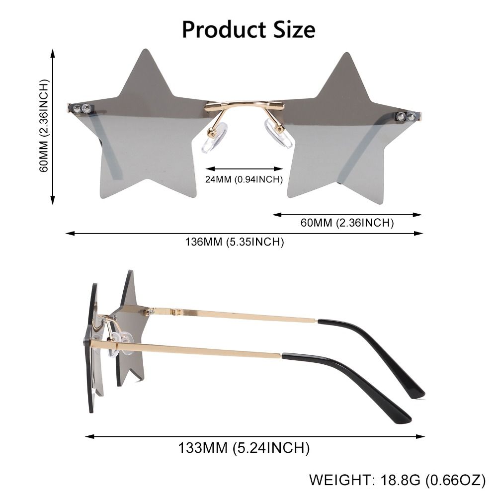 Women & Men Party Street Shot Pentagram Sunglasses Star Shape Sunglasses Sun Glasses Rimless