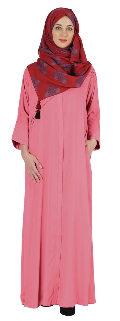 Bimba Islamic Clothes For Women Long Prayer Robe Maxi W Printed Hijab Rayon Abaya Front Button Muslim