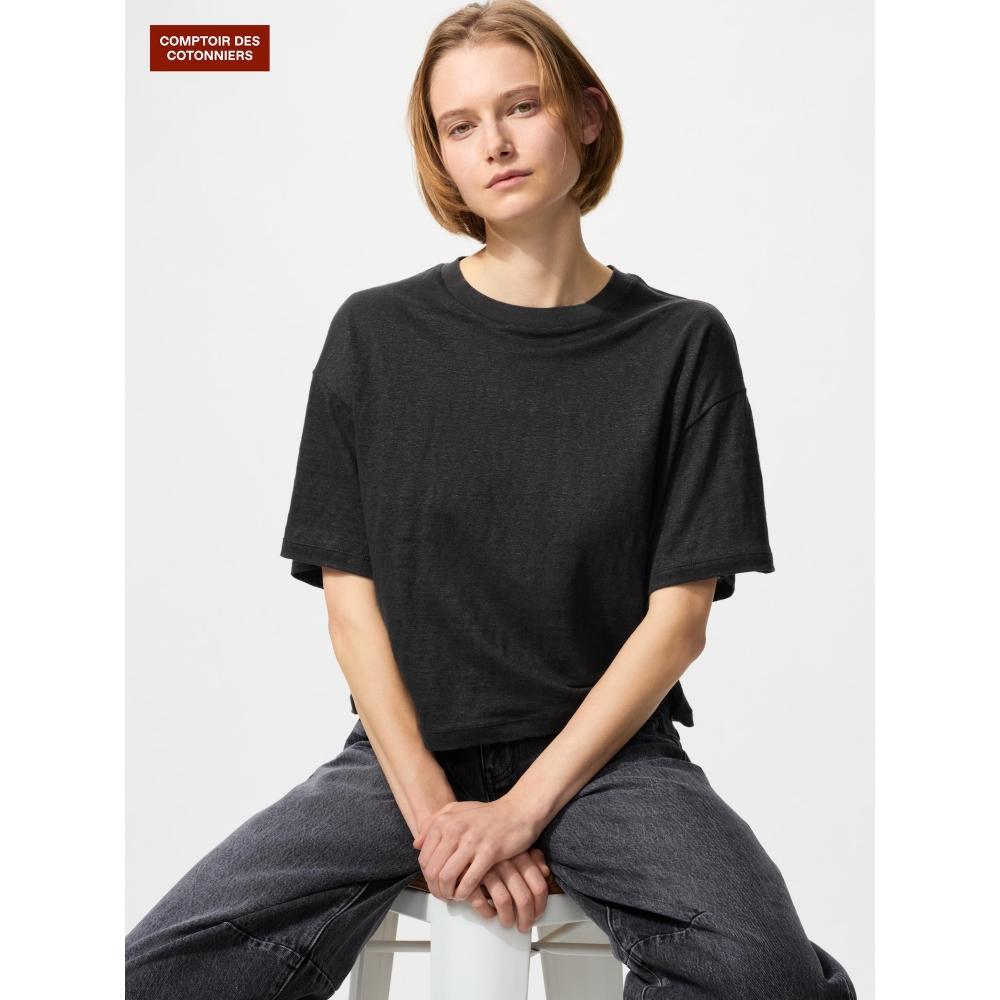 Uniqlo Женская льняная футболка свободного кроя S