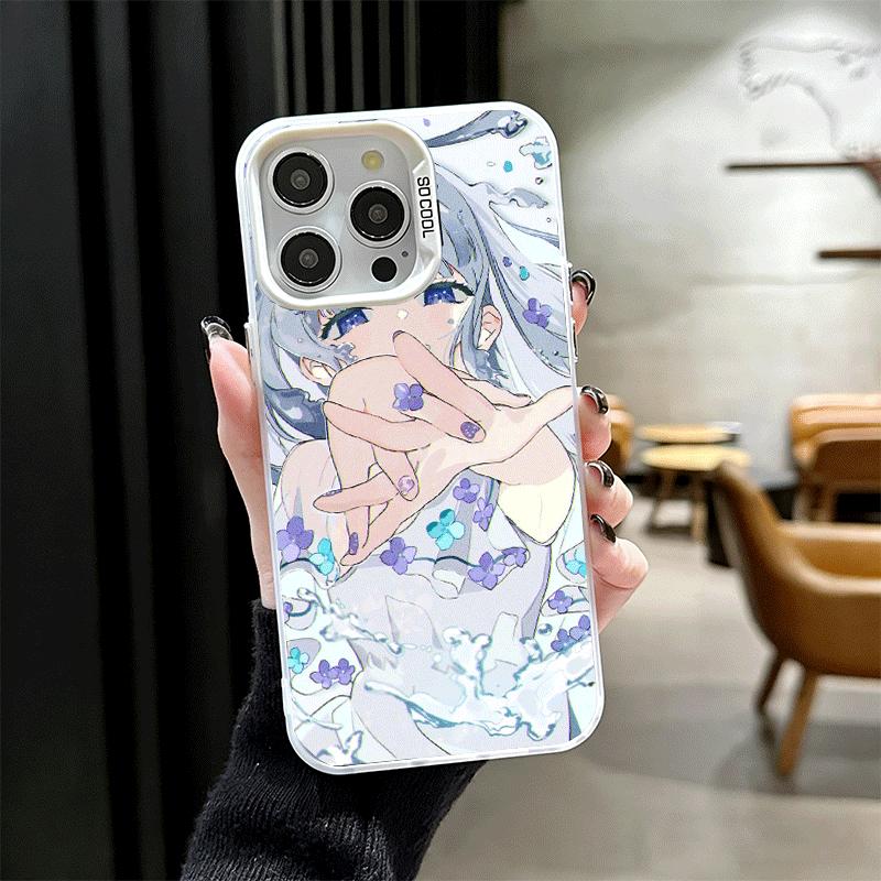 Аниме Кавайная Девушка Инста-Стиль Мягкий Чехол для Телефона для iPhone 15 16 17 Pro Max 17Air 16E 14 Plus 13 12 Mini Ударопрочный Чехол Задняя Панель