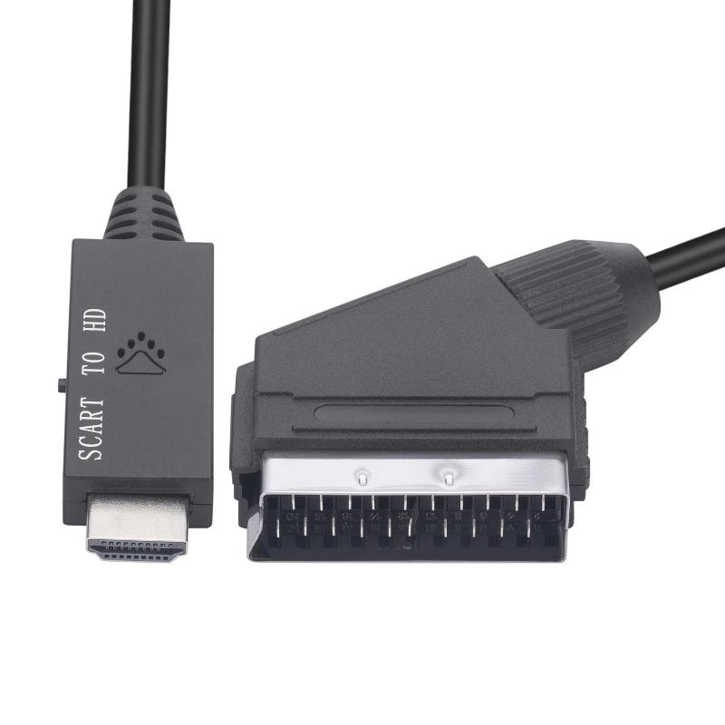 1Set -Compatible Input To Scart Output Plug And Play For VHS VCR DVD HD -Compatible To Scart Audio Video Converter Cable