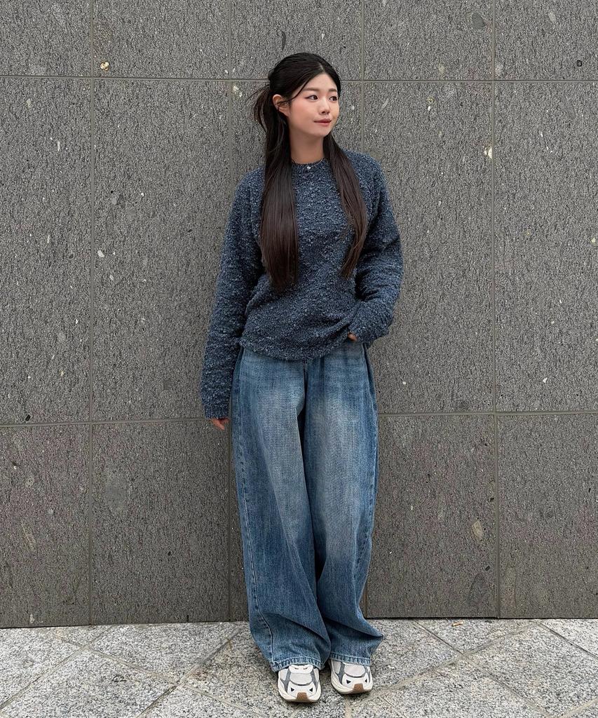 BLOND9 Snow Raglan Round Knit_Blue Black