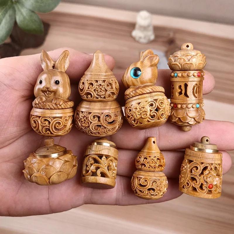 Флакон для духов из натурального дерева, расширяющийся, мини-сандаловое дерево, портативная герметичная банка, подвеска, контейнер для помандеров, таблетница
