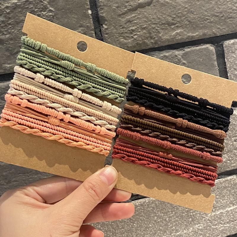12 шт. Бохо браслет резинки для волос для женщин эластичные резинки для волос для девочек черный браслет веревка для волос держатель для хвостика повязки для волос