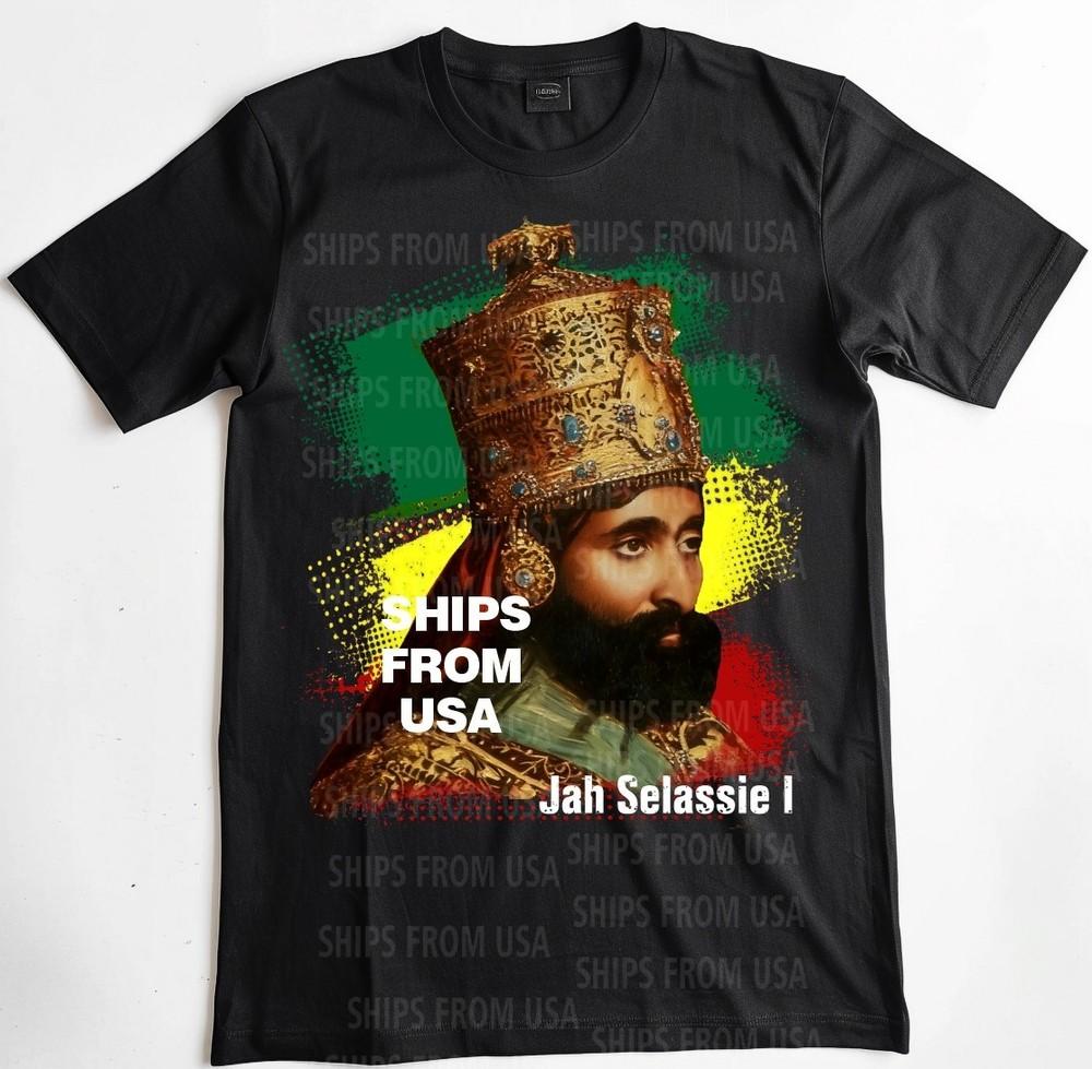 ФУТБОЛКА ХАЙЛЕ СЕЛАССИЕ I. КОРОНАЦИОННАЯ ФУТБОЛКА JAH. ЕГО ИМПЕРАТОРСКОЕ ВЕЛИЧЕСТВО, РАСТА ТИШКА Унисекс Футболка