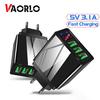 VAORLO LED Charger USB Port 5V 3.1A  Fast Charging Three Port For Usb Charging Cable EU ES Plug LED Display