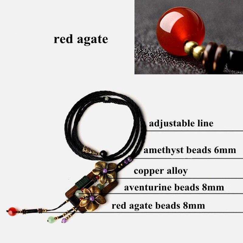 Длинное ожерелье из бронзового цветка, квадратное деревянное винтажное ожерелье с кристаллами авантюрина, этнический свитер ручной работы