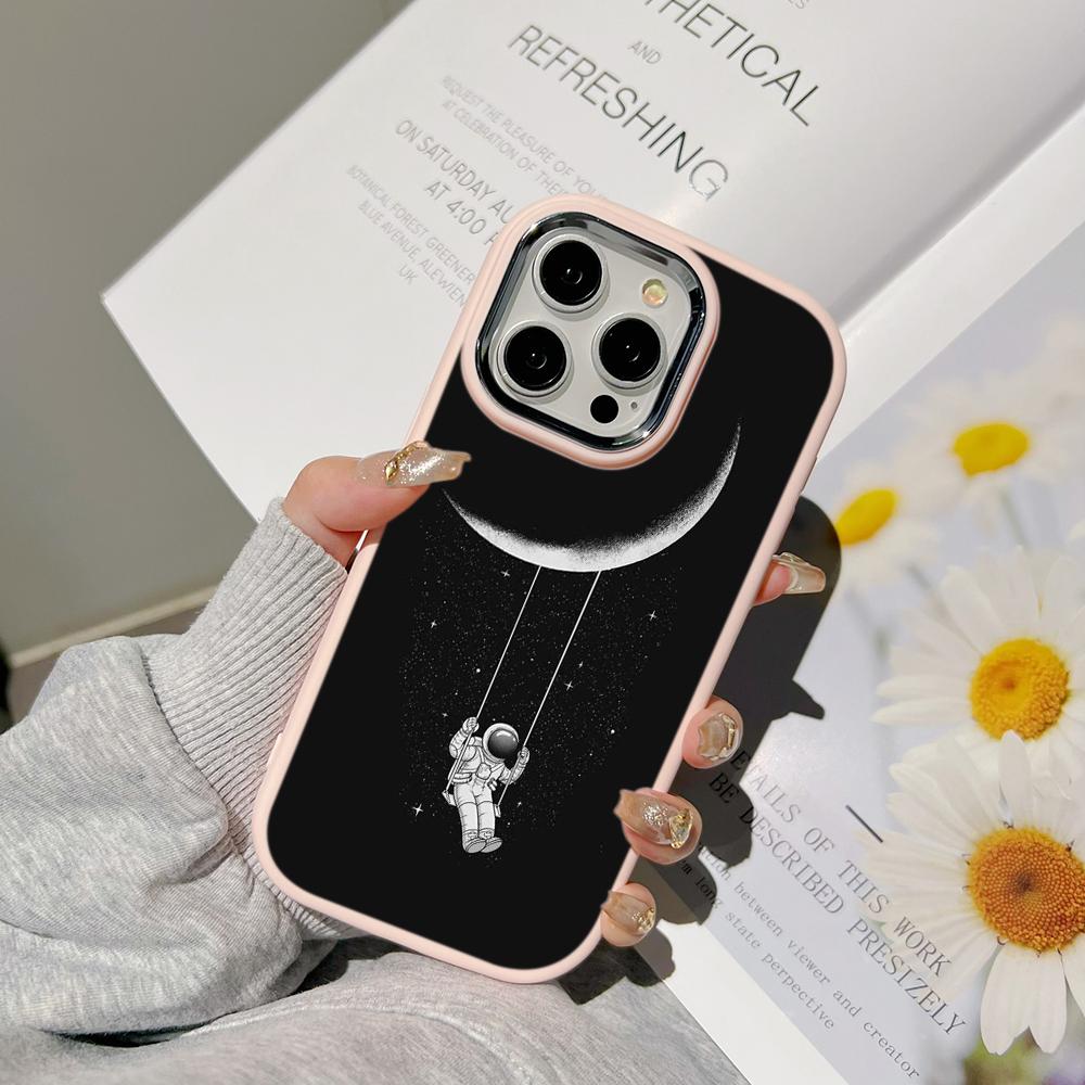 Чехлы для телефонов Ae97 Space Moon Astronaut Black art для Samsung A13 A32 A53 A54 S24 FE S23 Ultra Infinix Hot 40i Huawei с металлической защитной задней крышкой для камеры