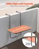 VEVOR Balcony Hanging Table, 25 x 24 in Folding Balcony Railing Table, Outdoor Balcony Bar Table for Railings, 4-Level Adjustable