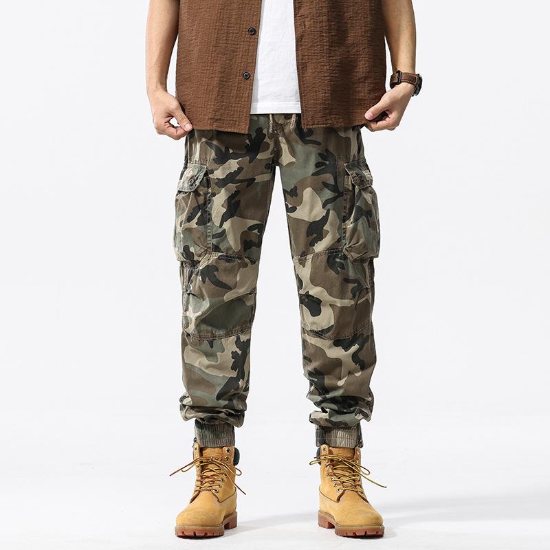 Камуфляжные комбинезоны мужские весенние tide brand new брюки на завязках свободные для активного отдыха спорта и досуга A-