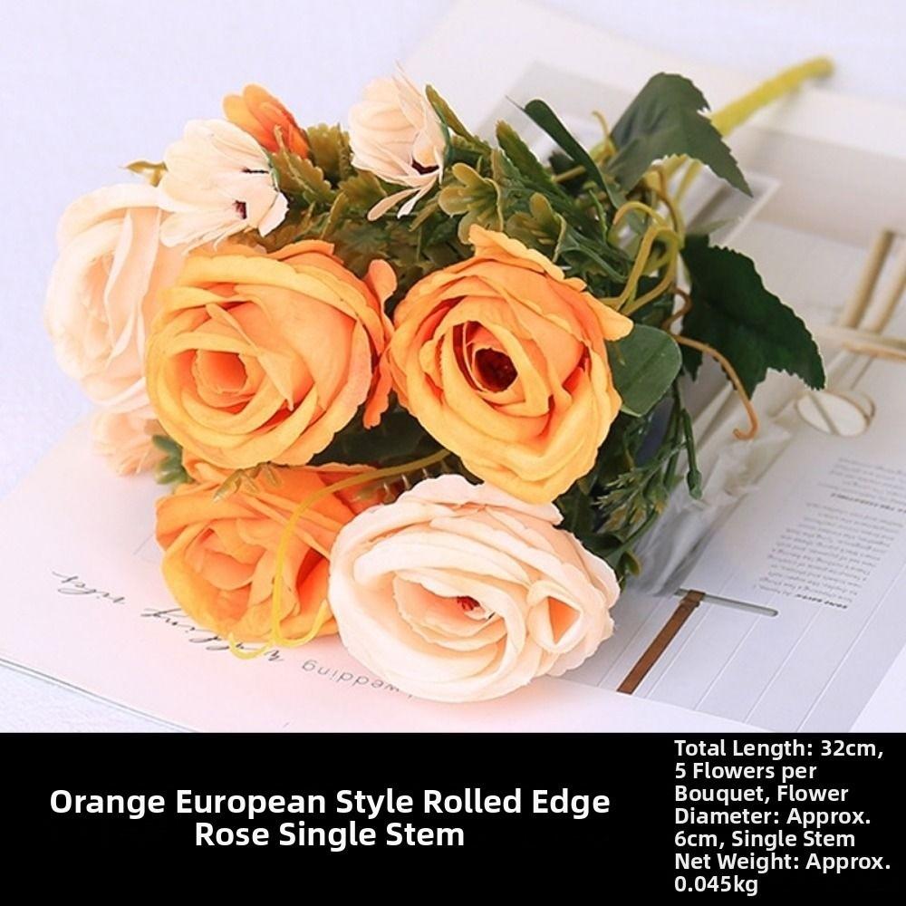Curled Simulated Rose 5 Heads Wedding Fake Flowers New Home Decor Bouquet  Home Decor