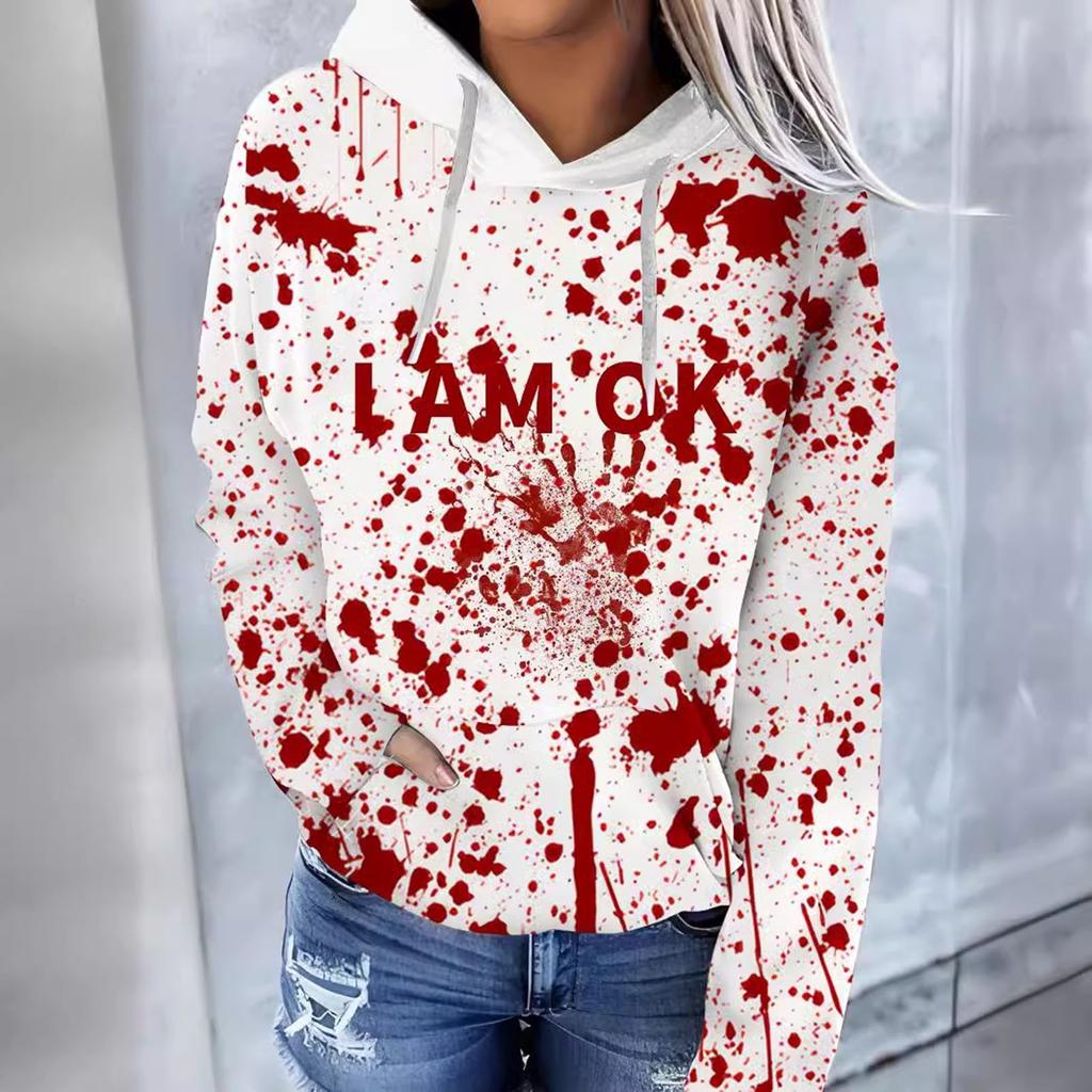 Halloween Hooded Sweatshirt Loose And Versatile Pullover Women's 3D Casual Printed Hoodies Sudaderas Mujer Moletom Feminino