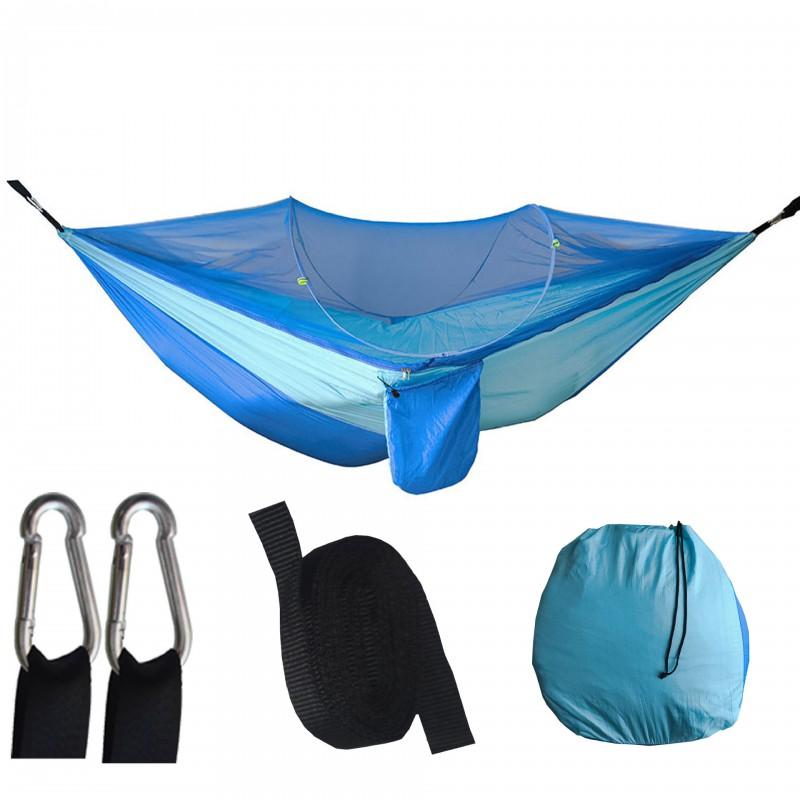 Quick-Setup Mosquito Net Hammock With Steel Frame 260x140cm Outdoor Camping Travel Hiking Backpacking