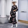 YYFS Women's Fashion Flower Pattern Print Long Sleeve High Neck High Waist Casual Dresses