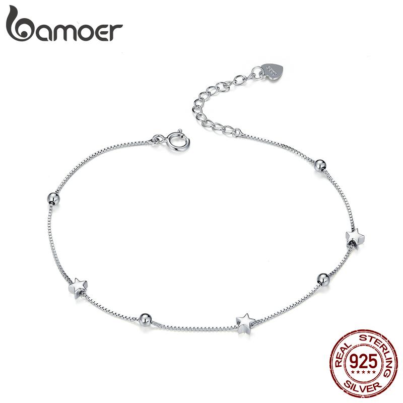 Bamoer 925-Sterling-Silver Dazzling Star & Beaded Femme Women Bracelets for Luxury Silver Jewelry