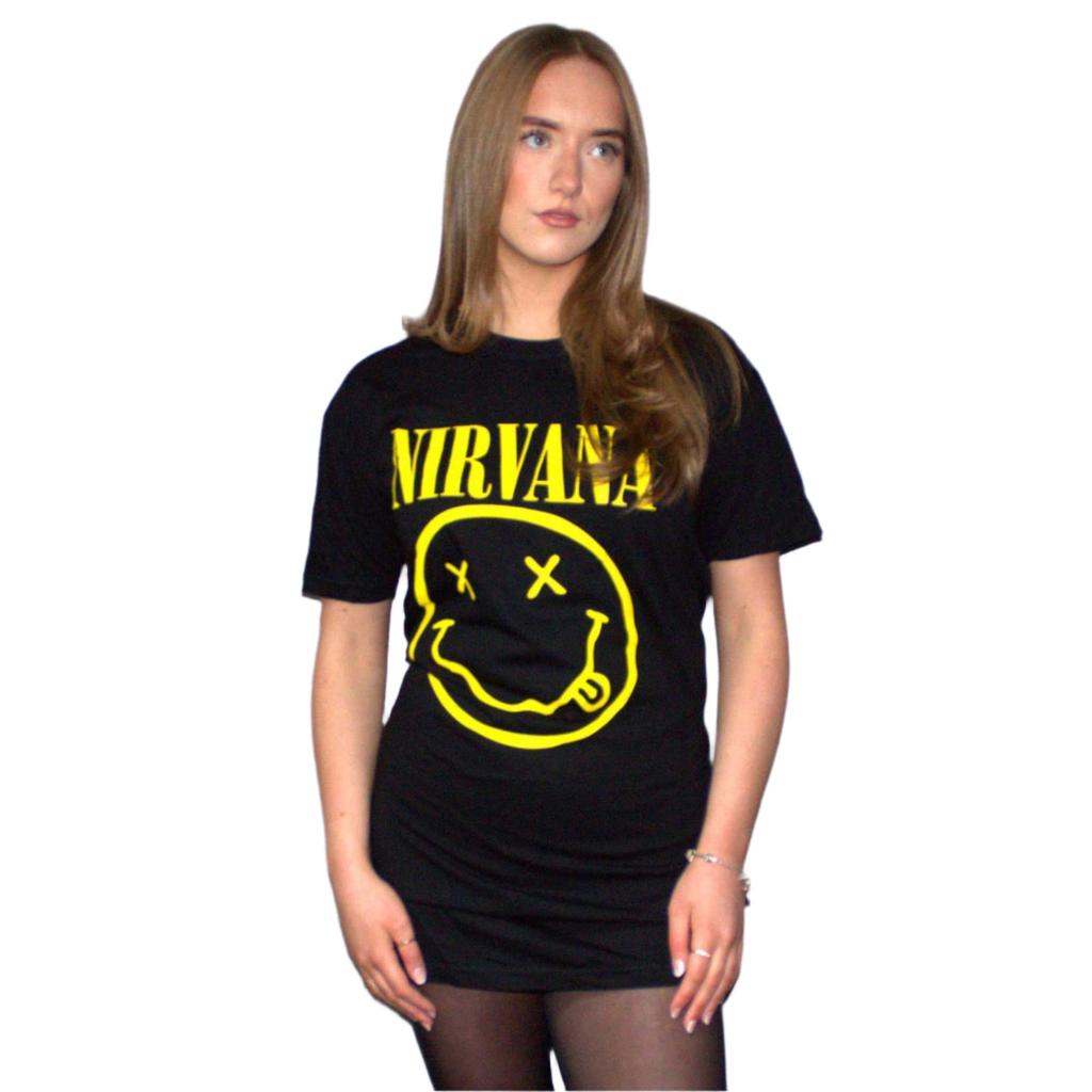 Nirvana Ladies TShirt Dress Yellow Happy Face OFFICIAL NEW