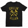 Grillin Like A Villain Mens T Shirt Funny Cookout Enthusiast Tee Tops Creative Pattern Tshirt BBQ Lover Gift Short Sleeve