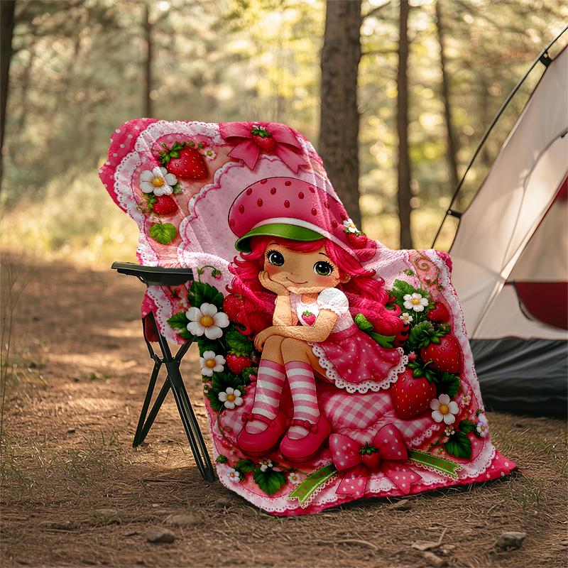 1pc Princess Strawberry8 Theme Blanket - Digital Print, Polyester, Cozy for All Seasons, Perfect for Outdoor, and Travel