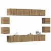 VidaXL Wall-Mounted TV Furniture 8 Pcs Artisan Oak Engineered Wood, TV Stand, Hi-fi Cabinet, Entertainment Center, TV Sideboard, 3328952